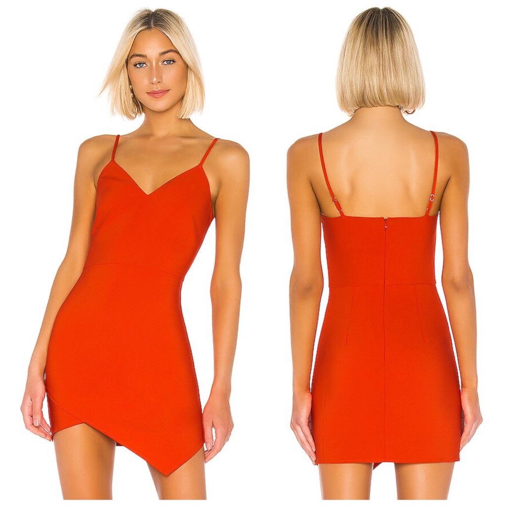 Lovers + Friends Aria Sleeveless Asymmetrical Mini Dress In Orange Red Size Xs